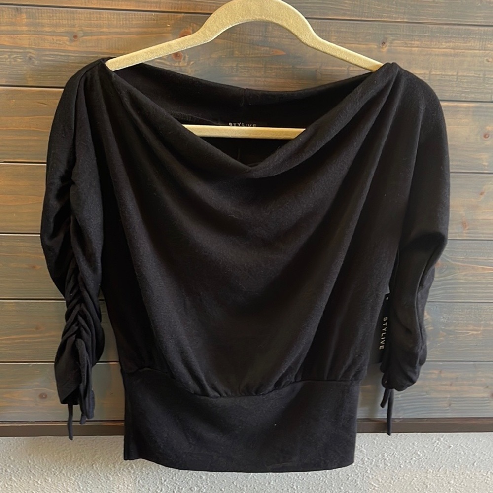 NWT Stylive Swoop Neck Black Sweater